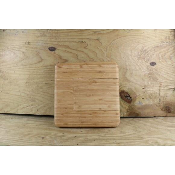 New NutriChef Bamboo Cheese Cutting Board and Wood Metal Cutlery Set With Drawer - Picture 3 of 4
